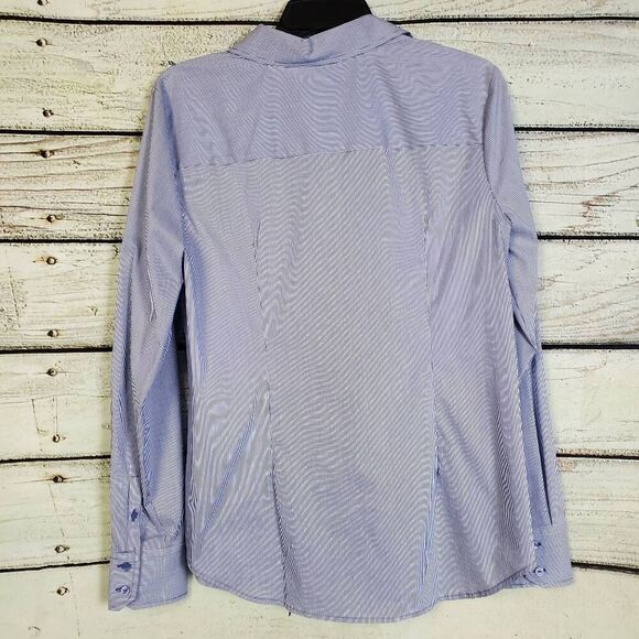 WORTHINGTON Women's Button Down Shirt Medium Blue White Stripe Long Sleeve NWT - Picture 4 of 6